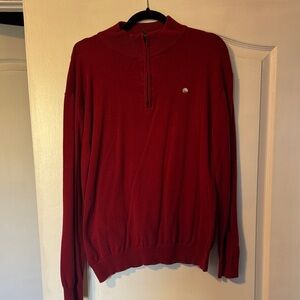 Men's Red Quarter-Zip Sweater Cotton Brothers
